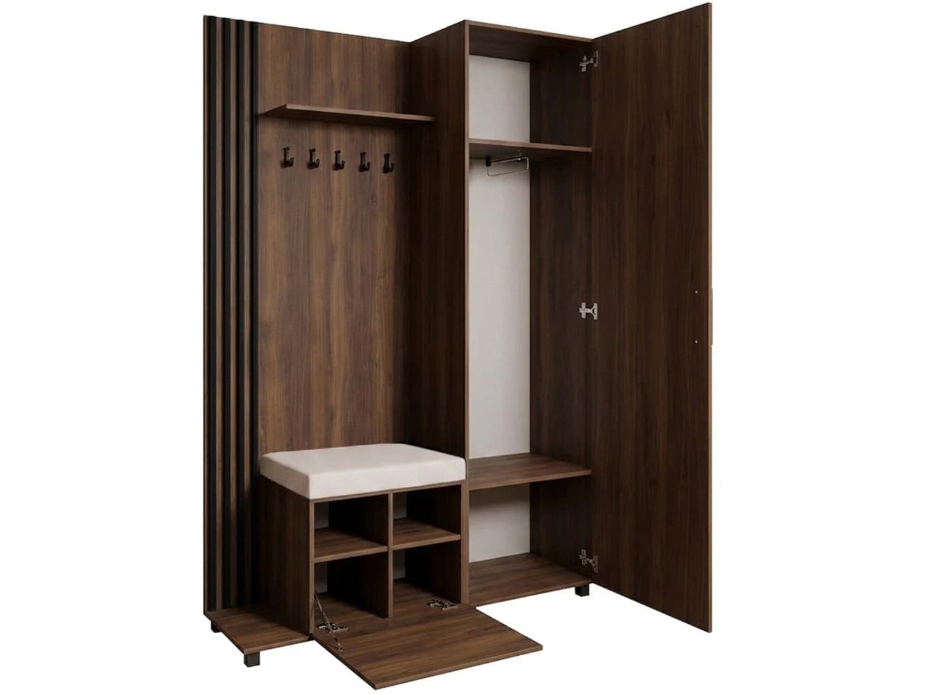 Beautysofa Garderoben-Set Livia Braun mit Schuhschrank und Kleiderstange - Bild 3