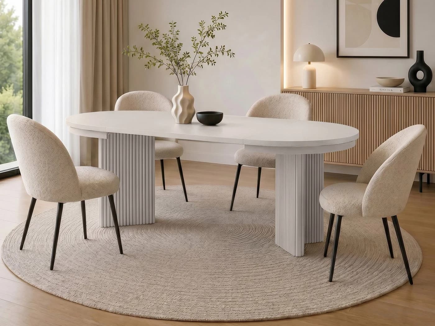 Beautysofa Esstisch PRESTIGE Ausziehbar Beige Metall - Bild 2