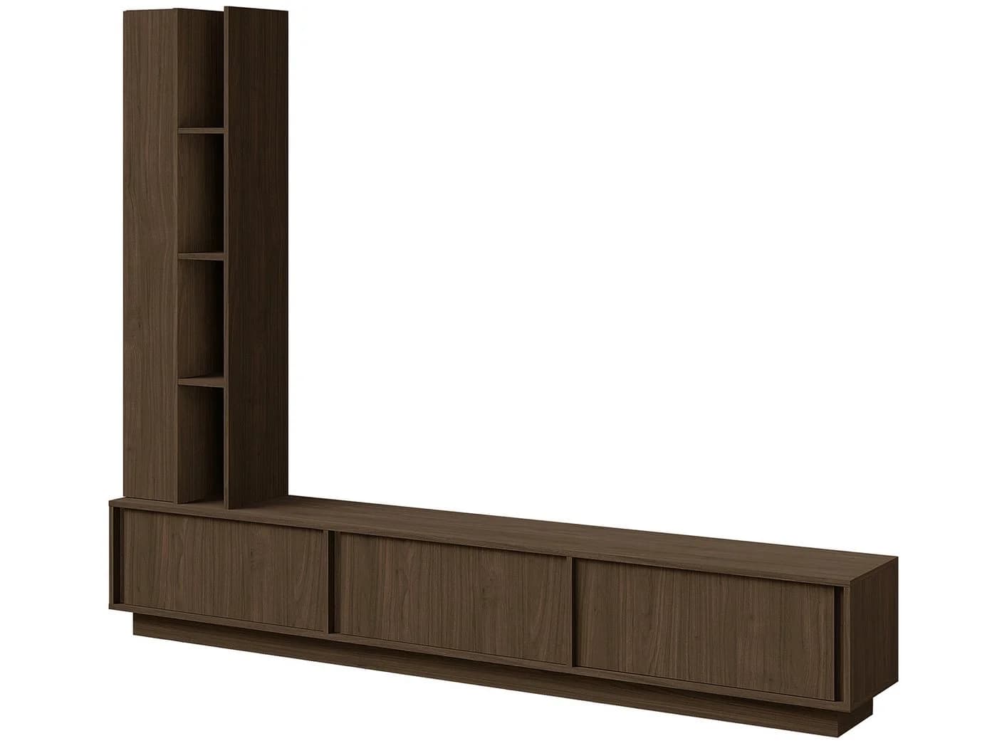 Beautysofa Wohnwand VERO 2-teilig TV-Lowboard & Hochschrank Japandi Braun - Bild 3