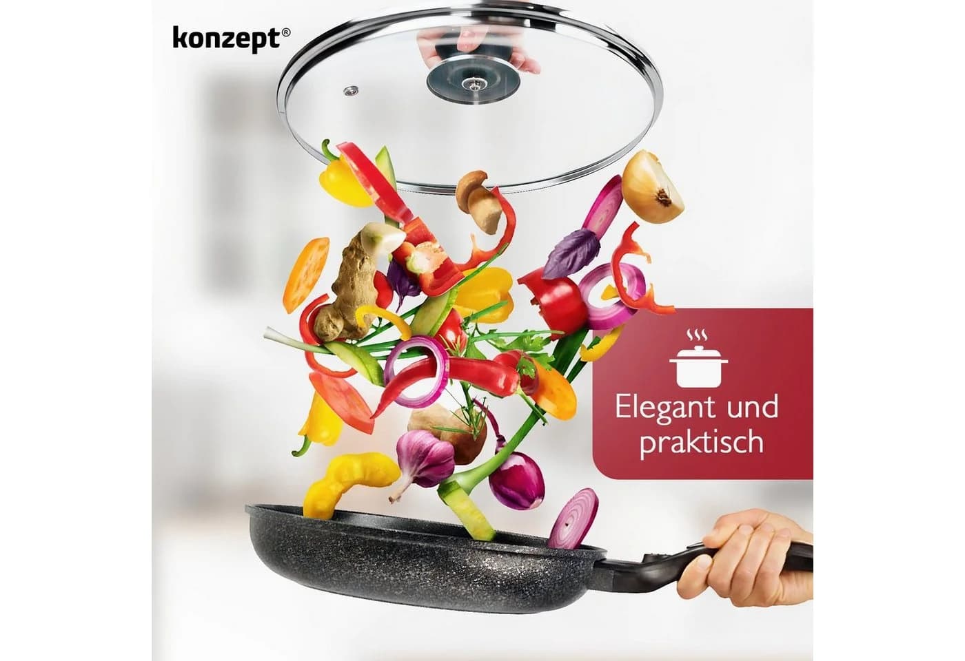 KONZEPT Topfdeckel Glas mit Dampfauslass & Edelstahlrand