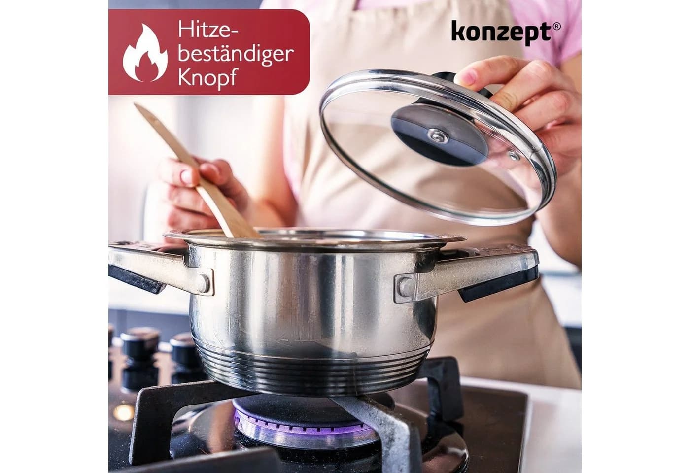 KONZEPT Topfdeckel Glas mit Dampfauslass & Edelstahlrand - Bild 4