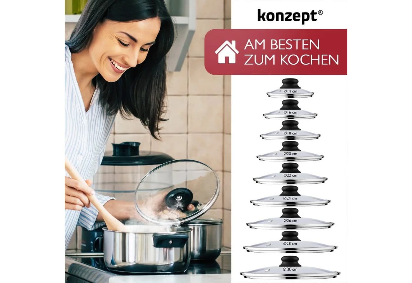 KONZEPT Topfdeckel Glas mit Dampfauslass & Edelstahlrand - Bild 5