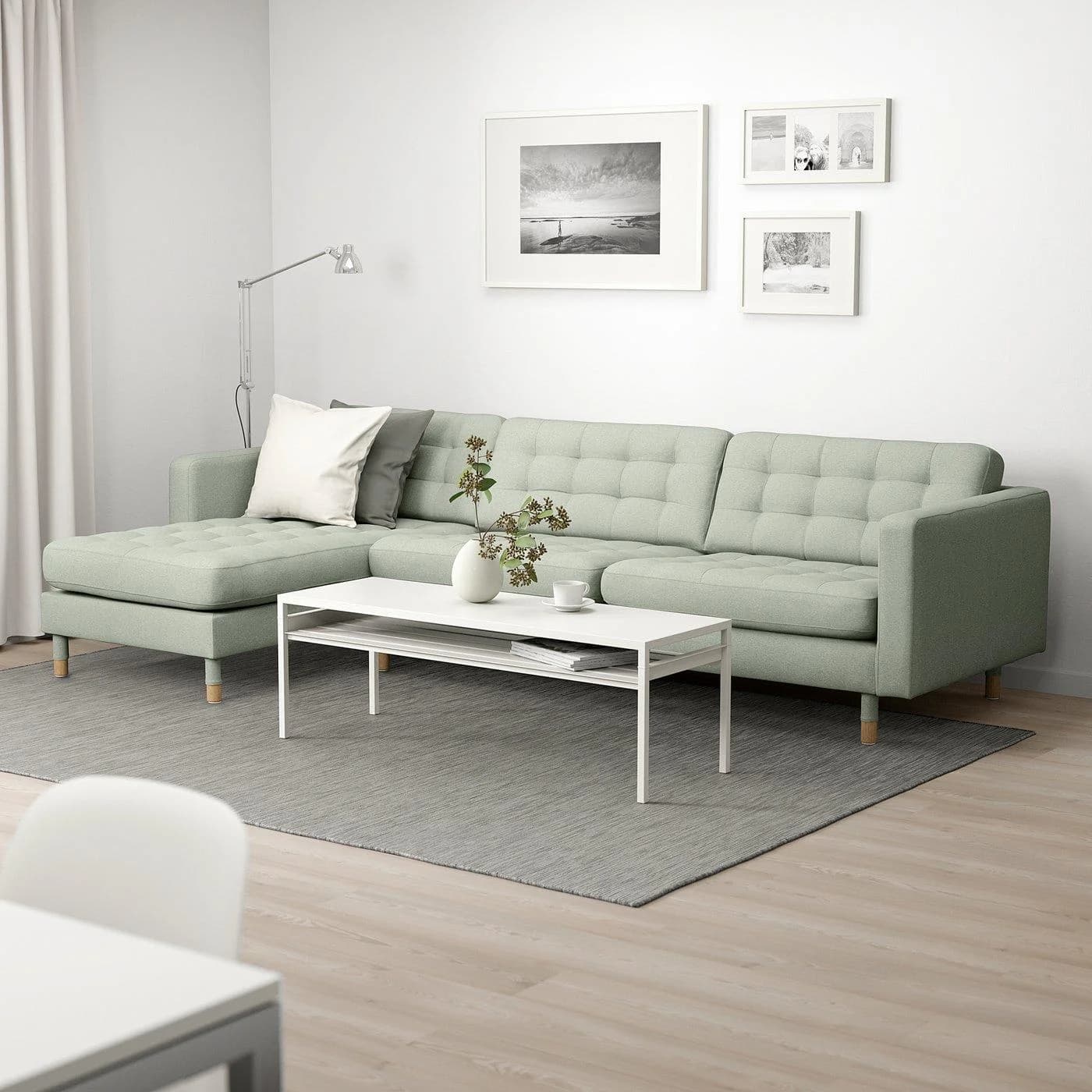IKEA LANDSKRONA 4er-Sofa Hellgrün/Braun