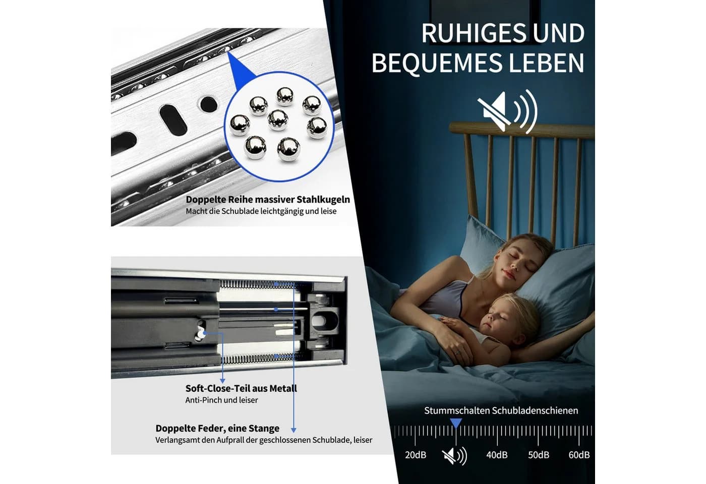 Wayne Hardware Schubladenschienen Softclose Vollauszug 45kg Stahl - Bild 3