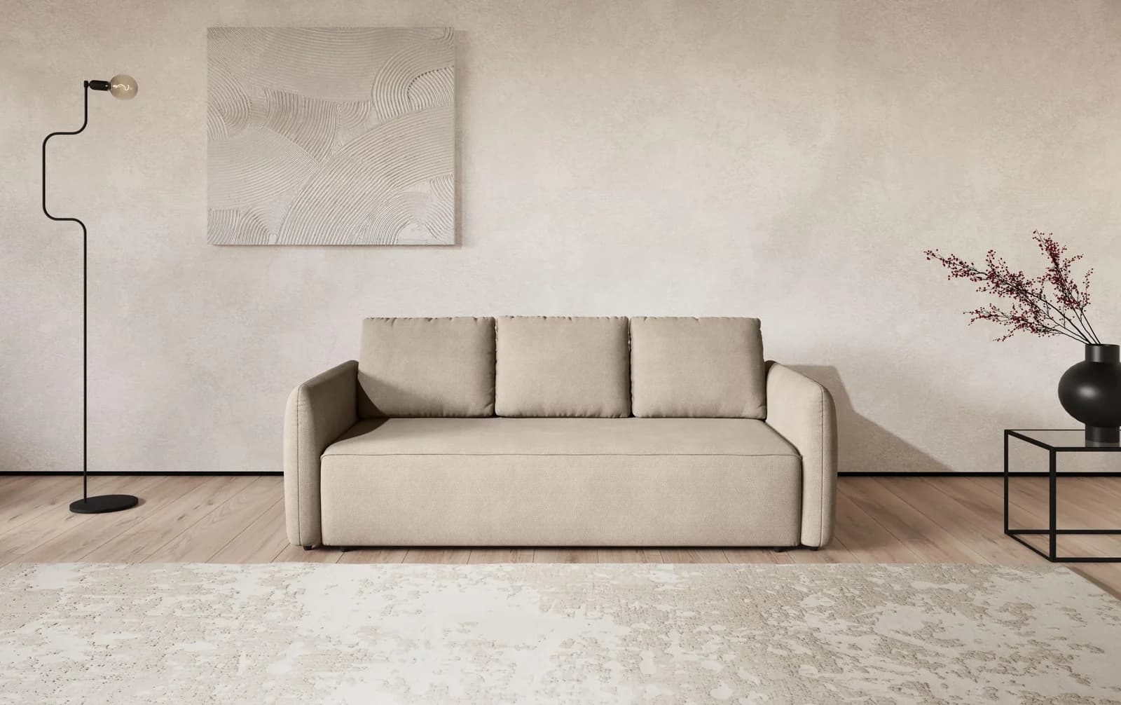 Big-Sofa COTTA Megasofa Flow 222cm - Natur/Schwarz