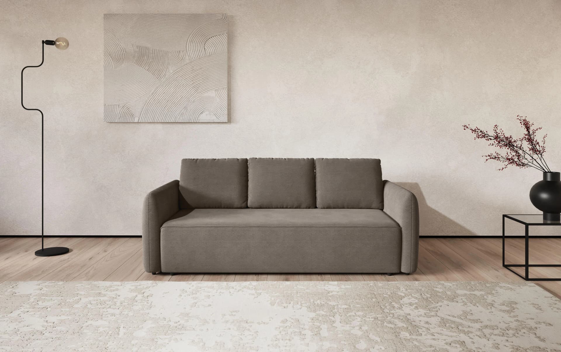 COTTA Big-Sofa Flow taupe mit Bettfunktion