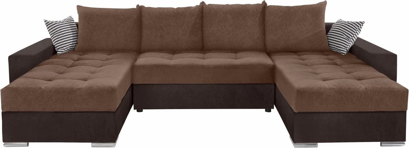 COLLECTION AB Wohnlandschaft Josy XL U-Form Braun mit Bettfunktion