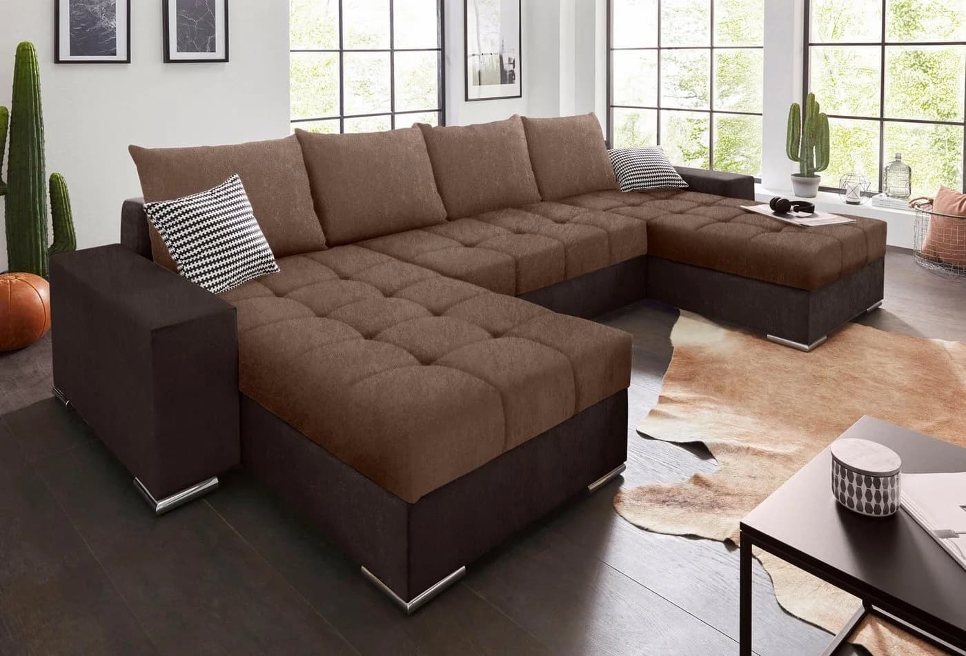 COLLECTION AB Wohnlandschaft Josy XL U-Form Braun mit Bettfunktion - Bild 2
