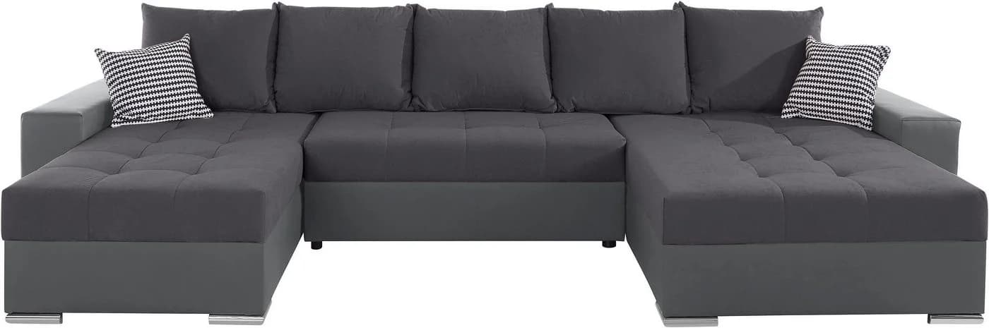 COLLECTION AB Josy XXL Wohnlandschaft Grau Anthrazit mit Bettfunktion