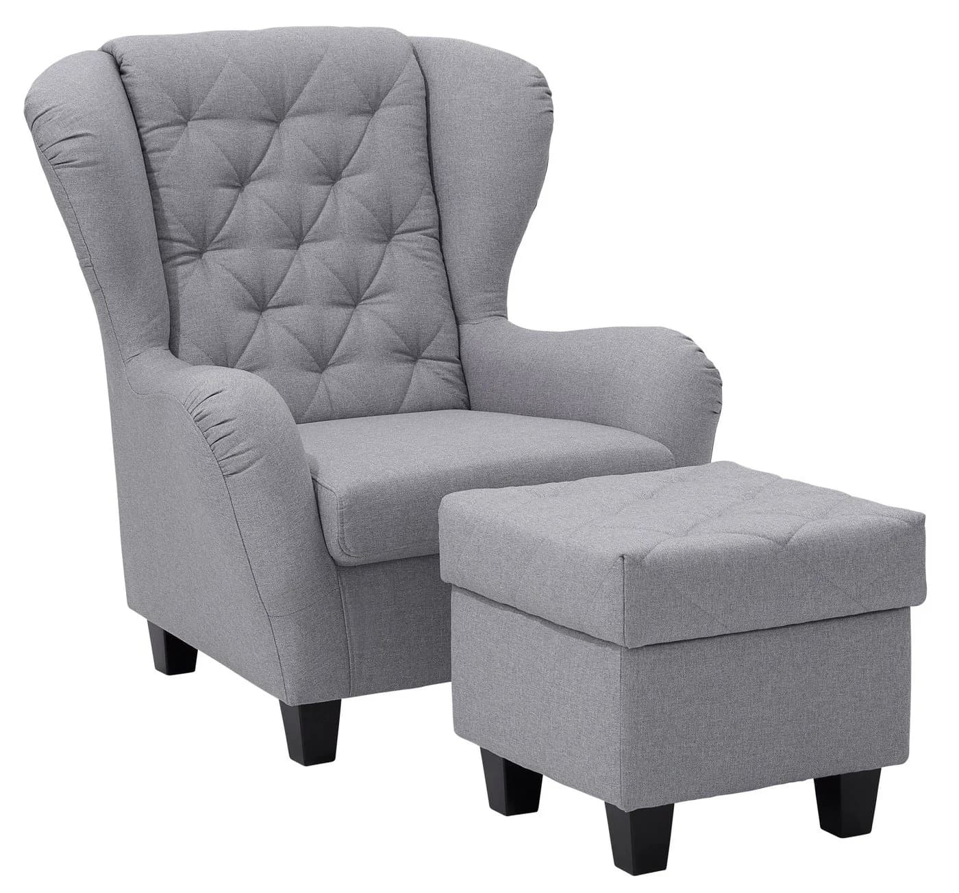Home Affaire Ohrensessel Alexandra Grau mit Hocker Samtvelours