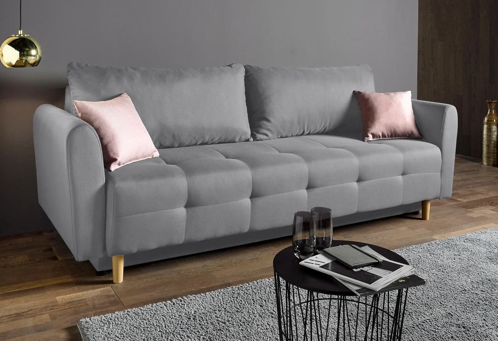 HOME AFFAIRE Schlafsofa Nordic Grau mit Bettkasten