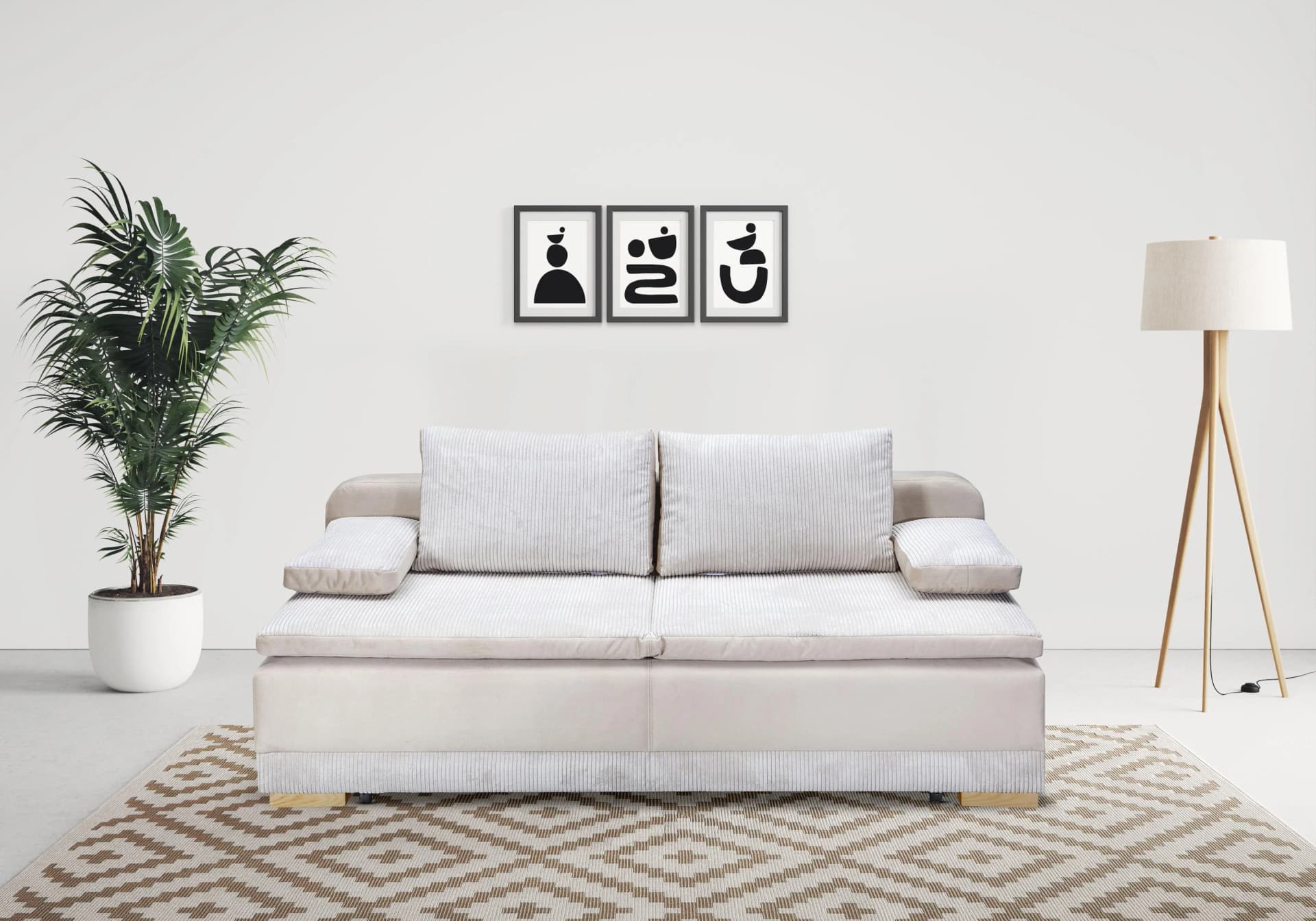HOME AFFAIRE Schlafsofa Ben Beige mit Boxspringaufbau & Bettkasten