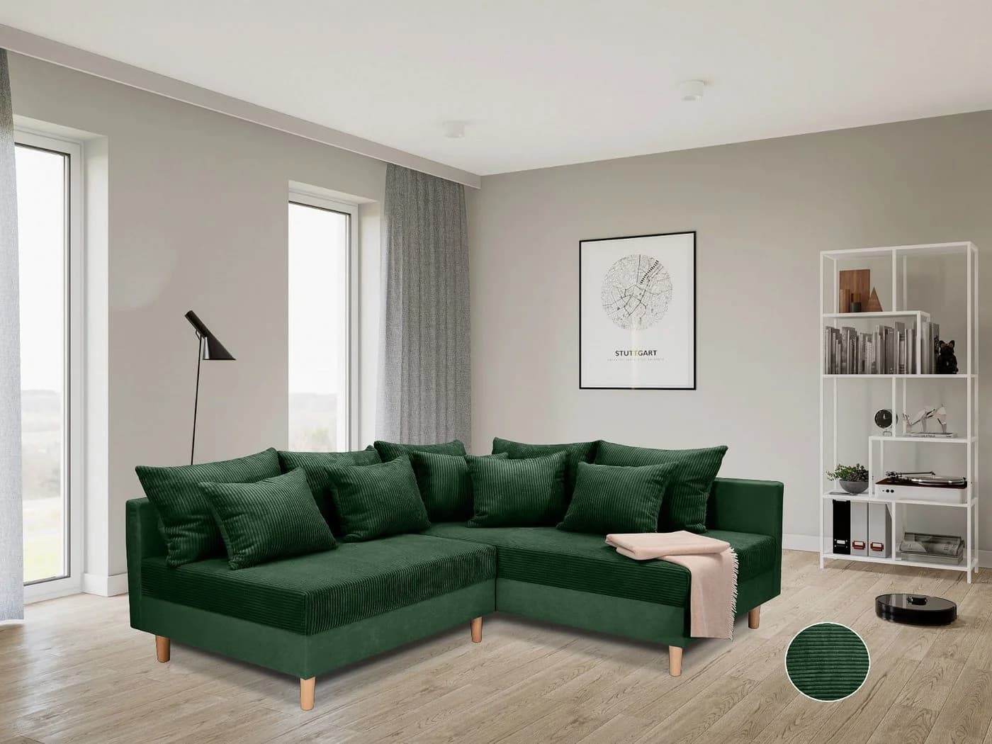Ecksofa COLLECTION AB L-Form Grün mit Ottomane - Bild 2