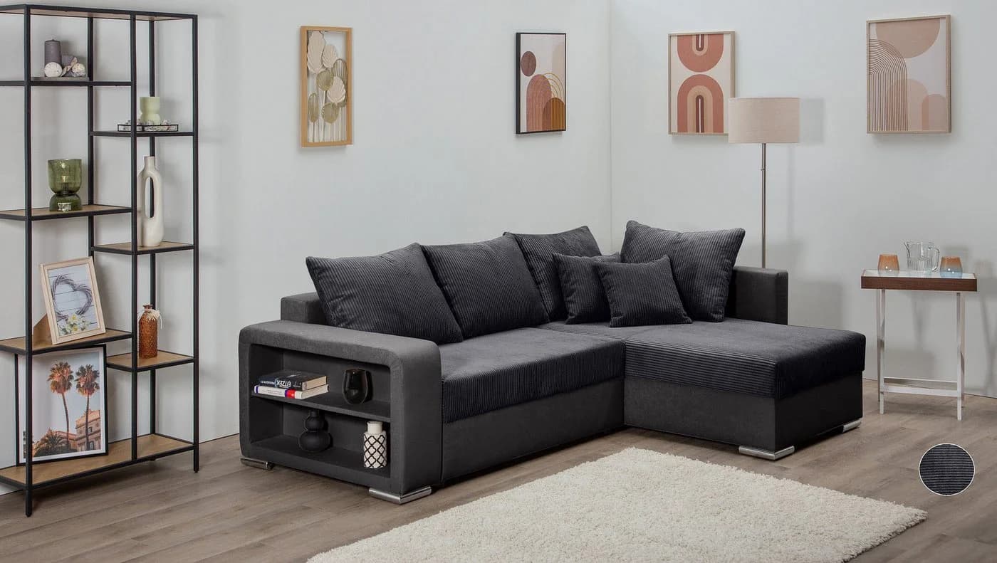 Ecksofa COLLECTION AB John L-Form Anthrazit mit Bettfunktion und Bettkasten - Bild 2