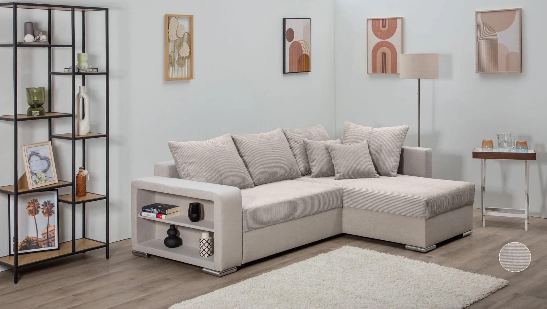 Ecksofa COLLECTION AB John L-Form Beige mit Bettfunktion