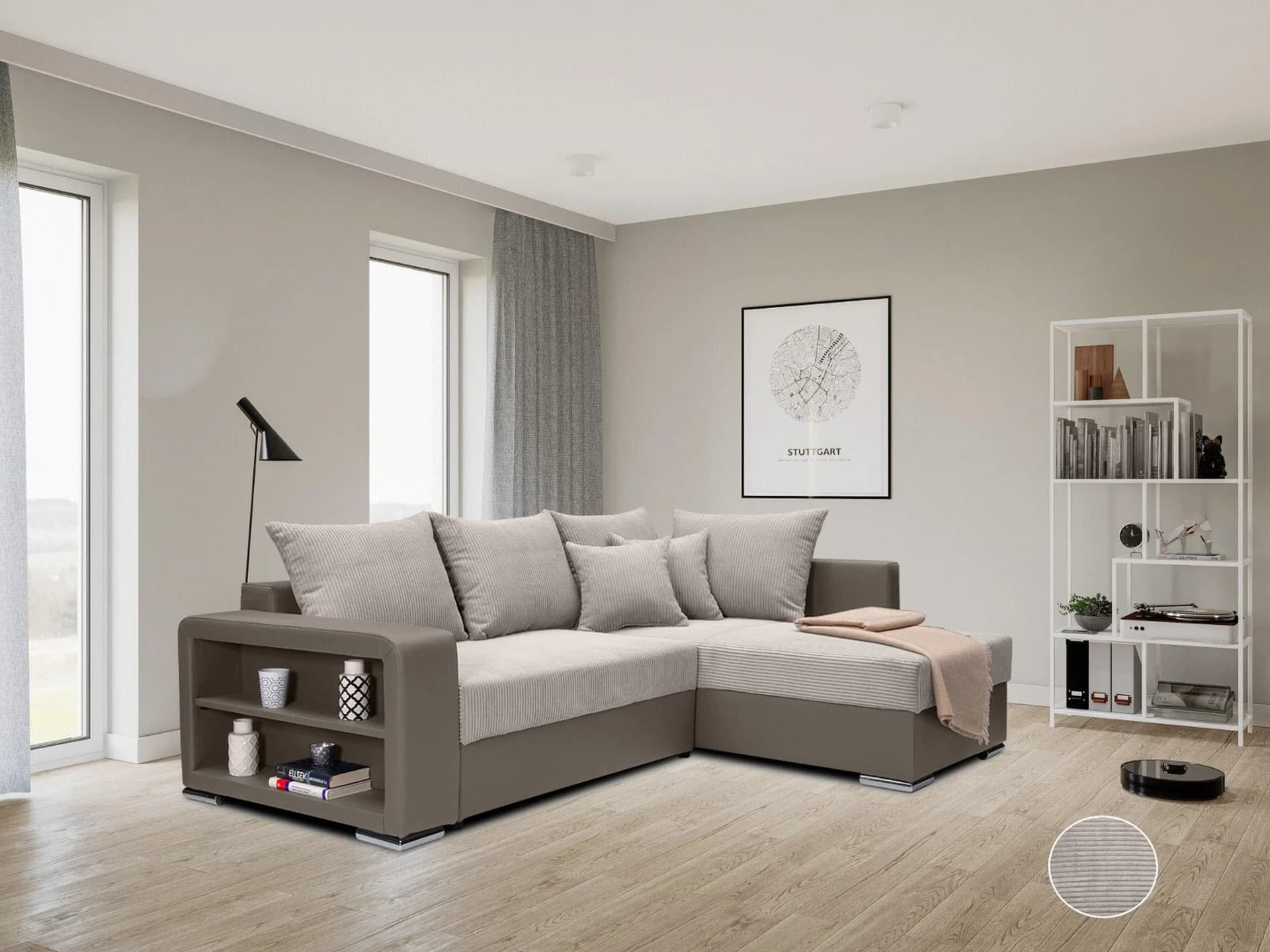 Ecksofa COLLECTION AB John L-Form Grau mit Bettfunktion
