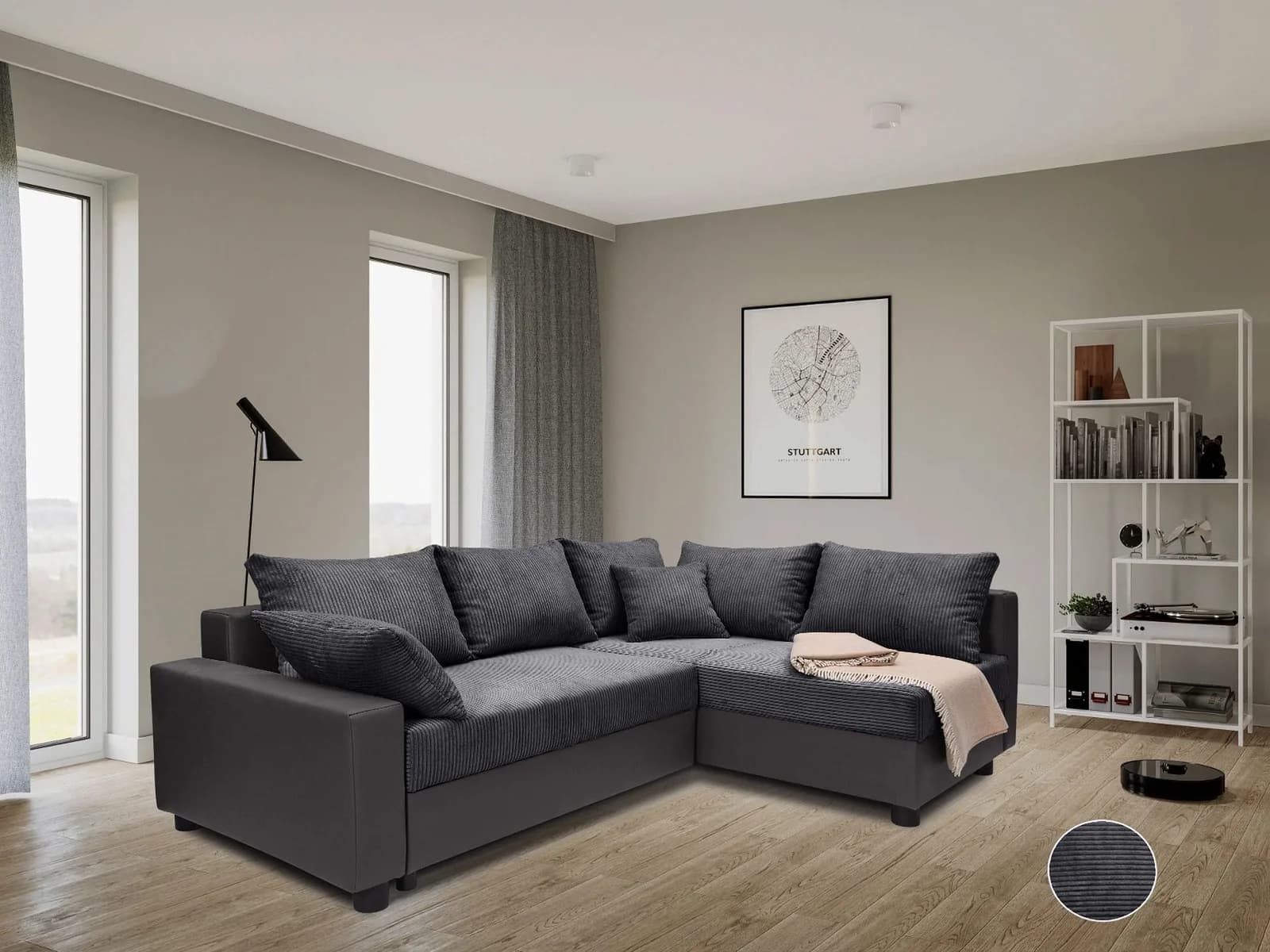 Ecksofa COLLECTION AB Parma L-Form Anthrazit mit Schlaffunktion