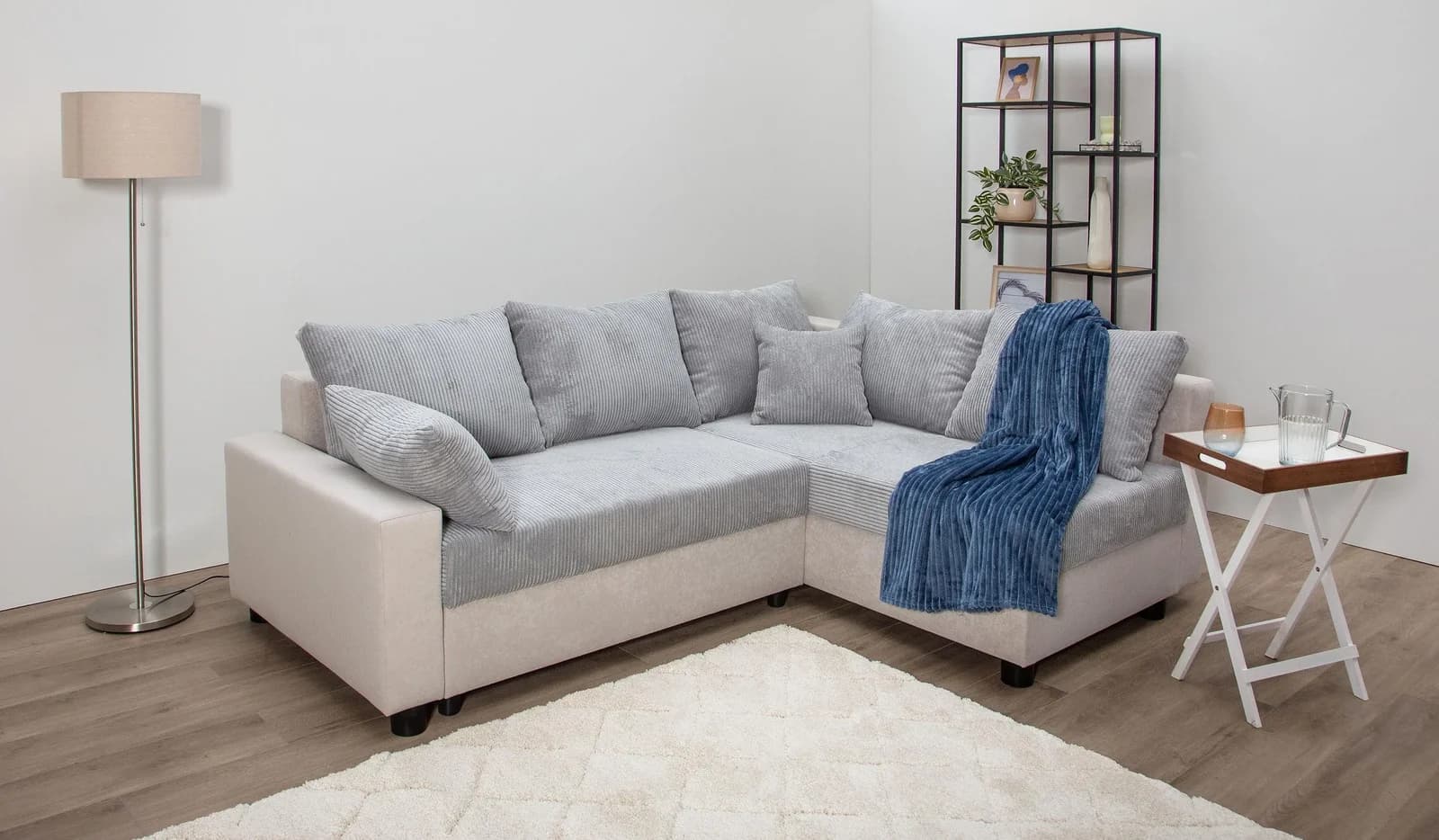 COLLECTION AB Ecksofa Parma L-Form Bettfunktion Bettkasten Hellgrau