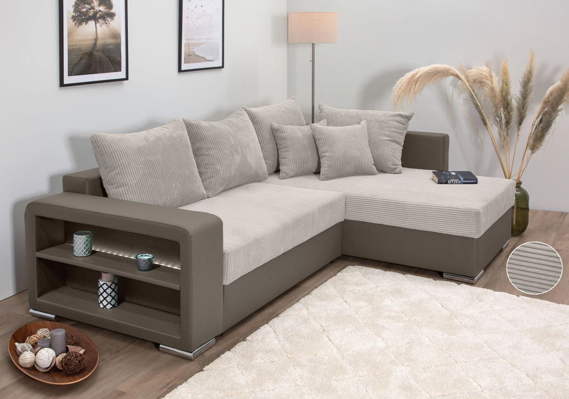 COLLECTION AB Ecksofa L-Form mit LED und Bettfunktion