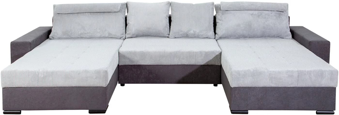 COLLECTION AB Josy Wohnlandschaft U-Form Grau mit Bettfunktion