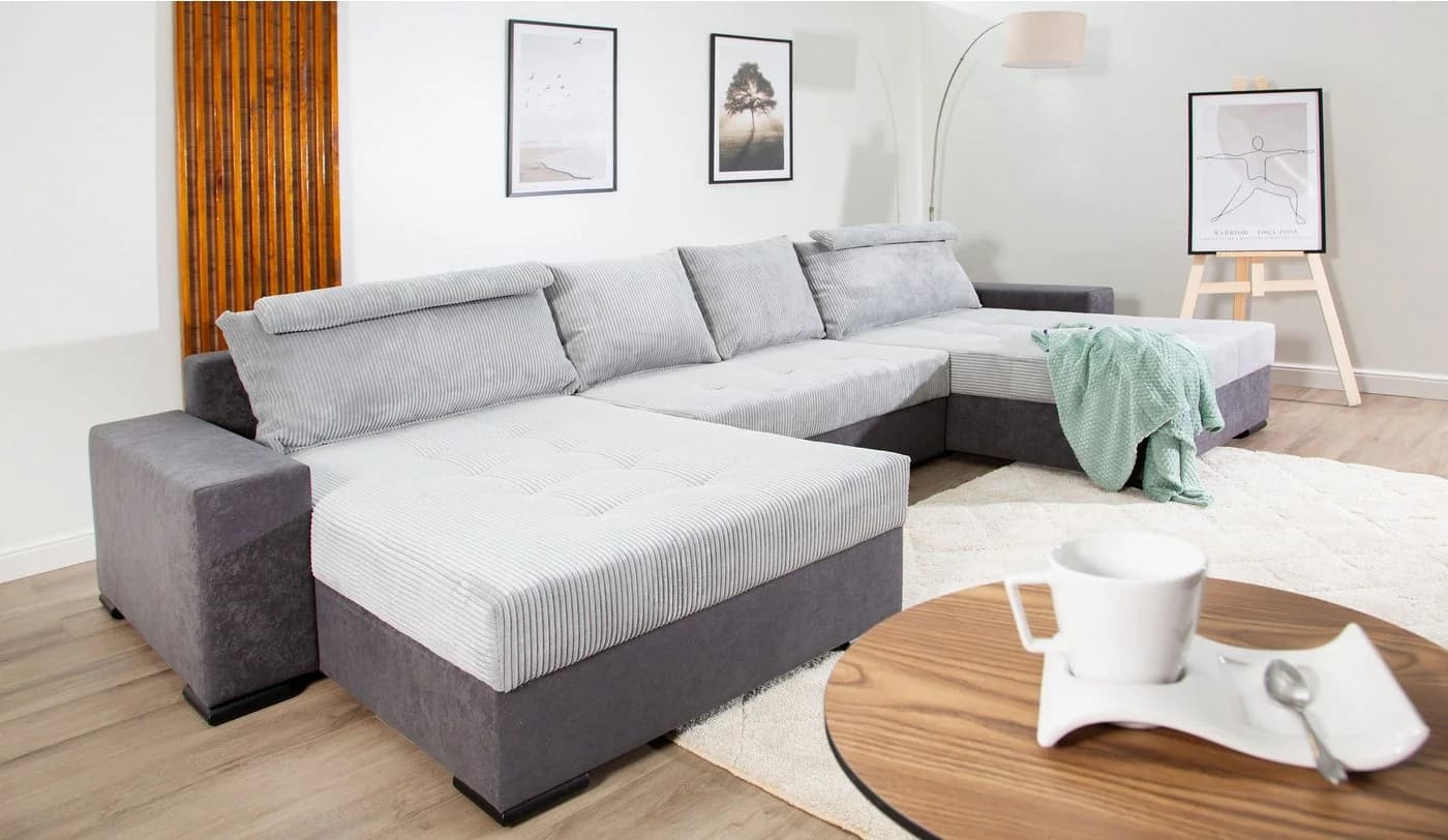 COLLECTION AB Josy Wohnlandschaft U-Form Grau mit Bettfunktion - Bild 2
