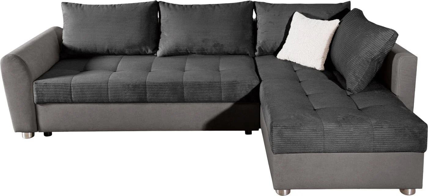 COLLECTION AB Ecksofa JANA XL L-Form Anthrazit mit Bettfunktion