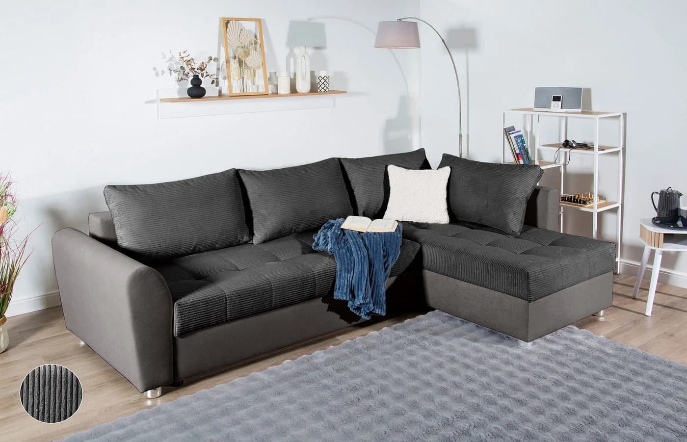 COLLECTION AB Ecksofa JANA XL L-Form Anthrazit mit Bettfunktion - Bild 2