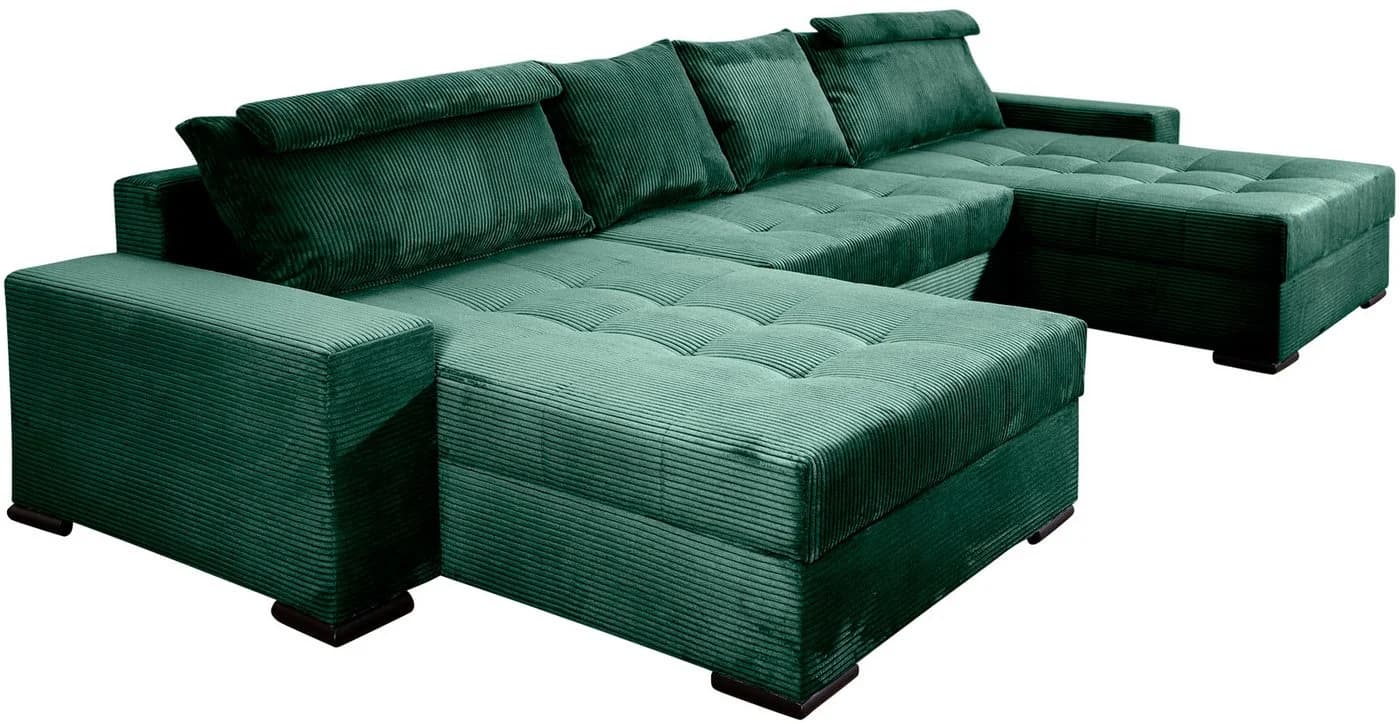 COLLECTION AB Wohnlandschaft Josy U-Form Dunkelgrün mit Bettfunktion - Bild 5