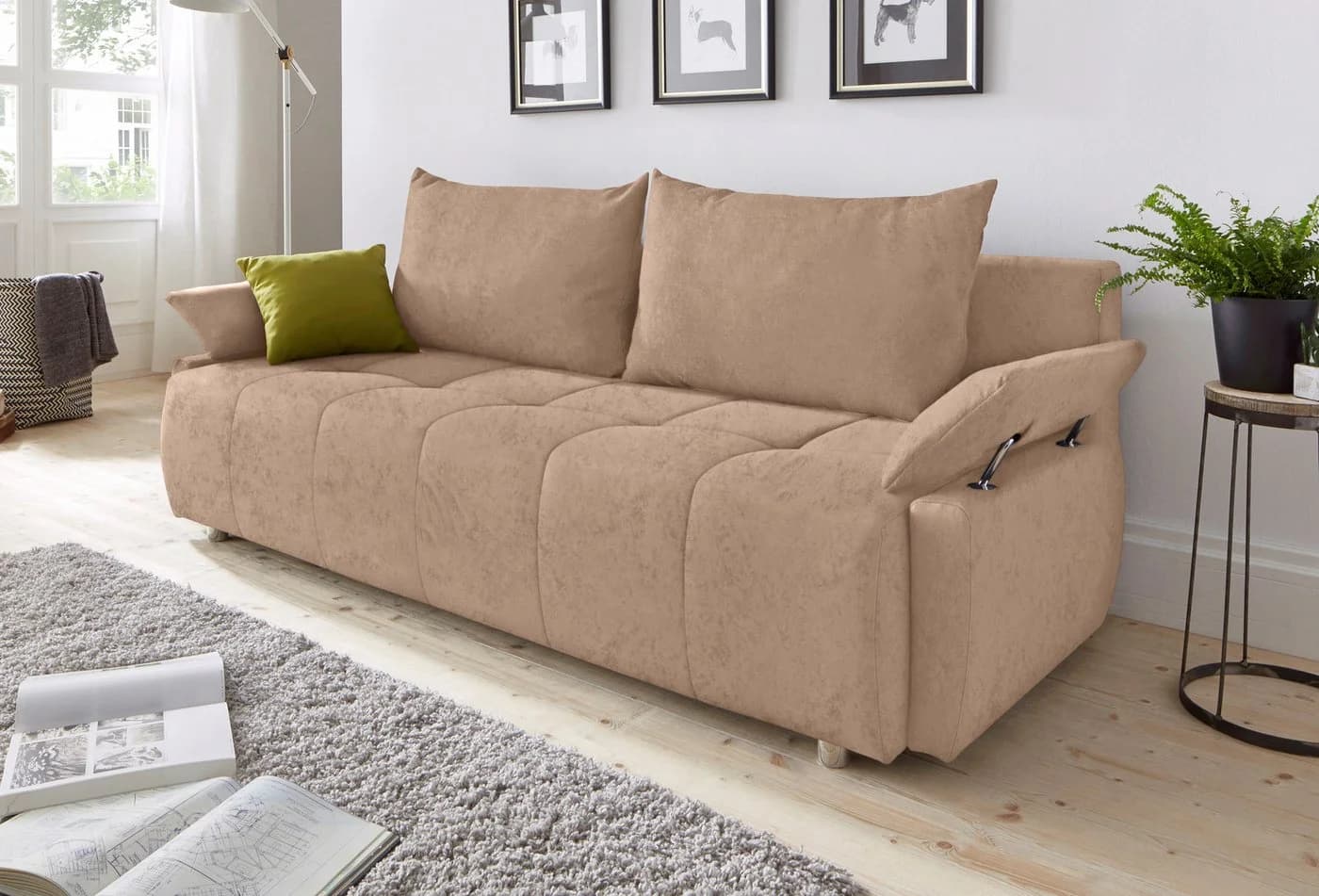 Collection AB Schlafsofa 3-Sitzer Funtastic hellbraun mit Bettkasten - Bild 2
