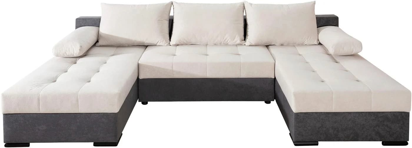 COLLECTION AB Wohnlandschaft Josy U-Form Anthrazit mit Bettfunktion