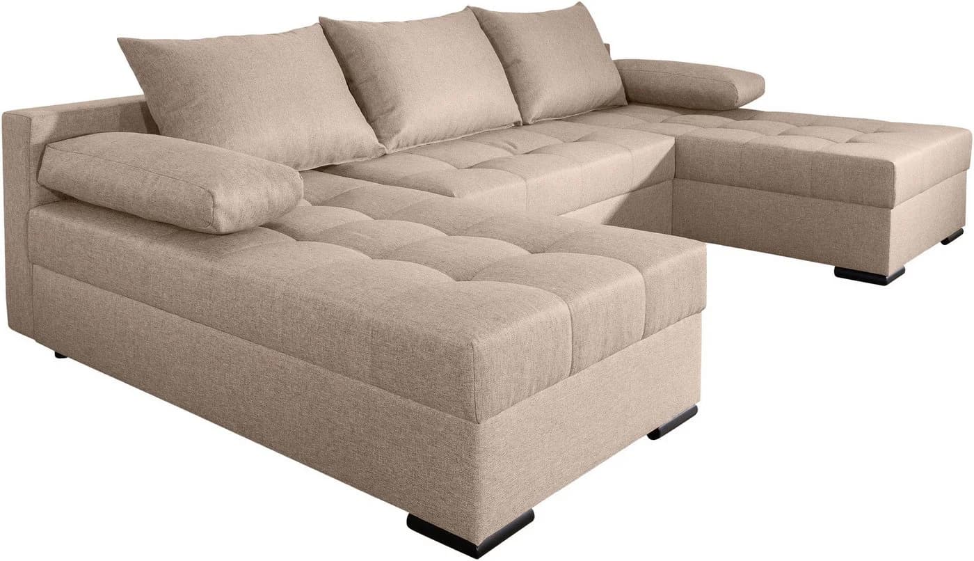 COLLECTION AB Wohnlandschaft Josy U-Form Beige mit Bettfunktion - Bild 5