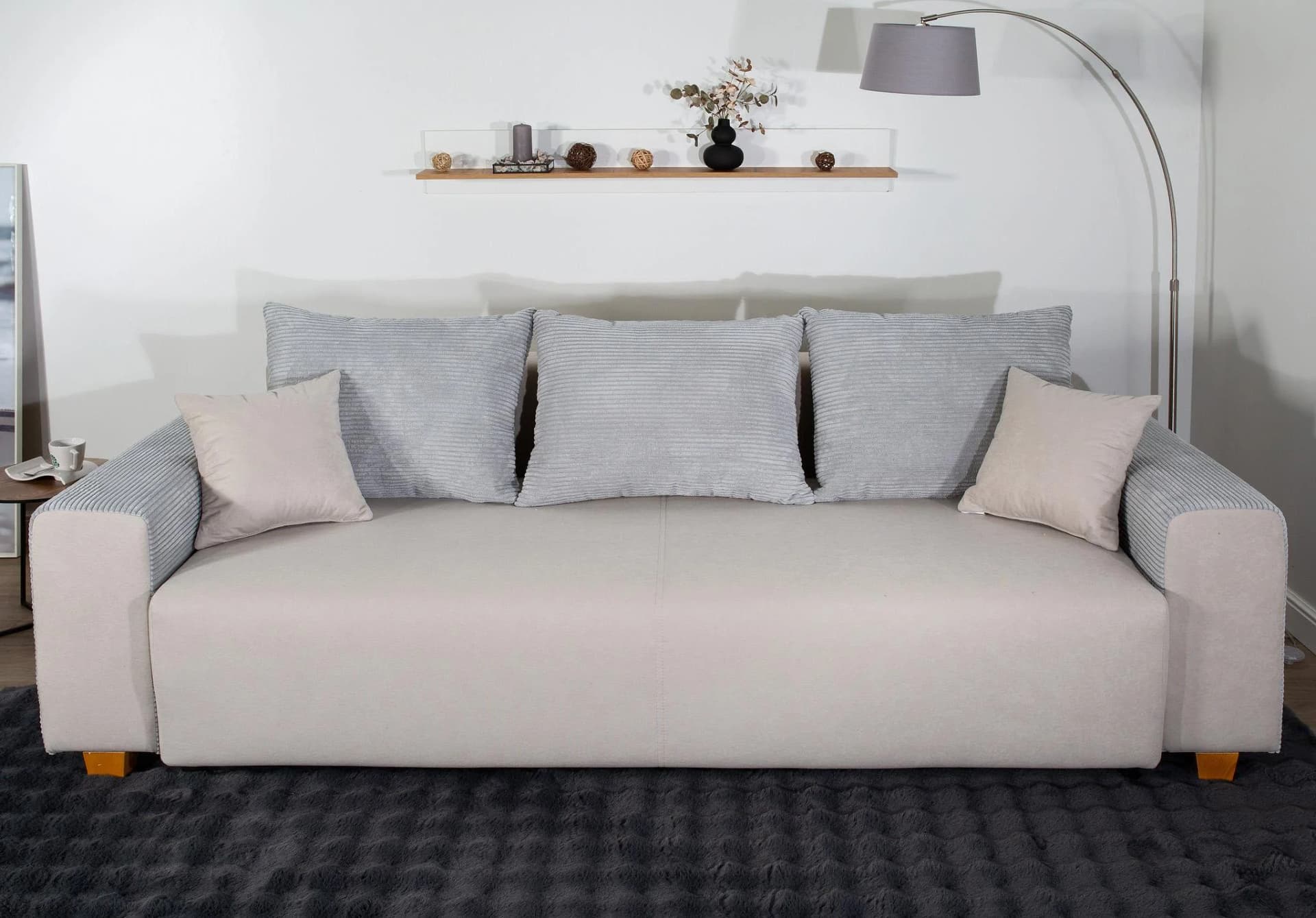 Schlafsofa COLLECTION AB Yves Grau mit Bettfunktion und Bettkasten