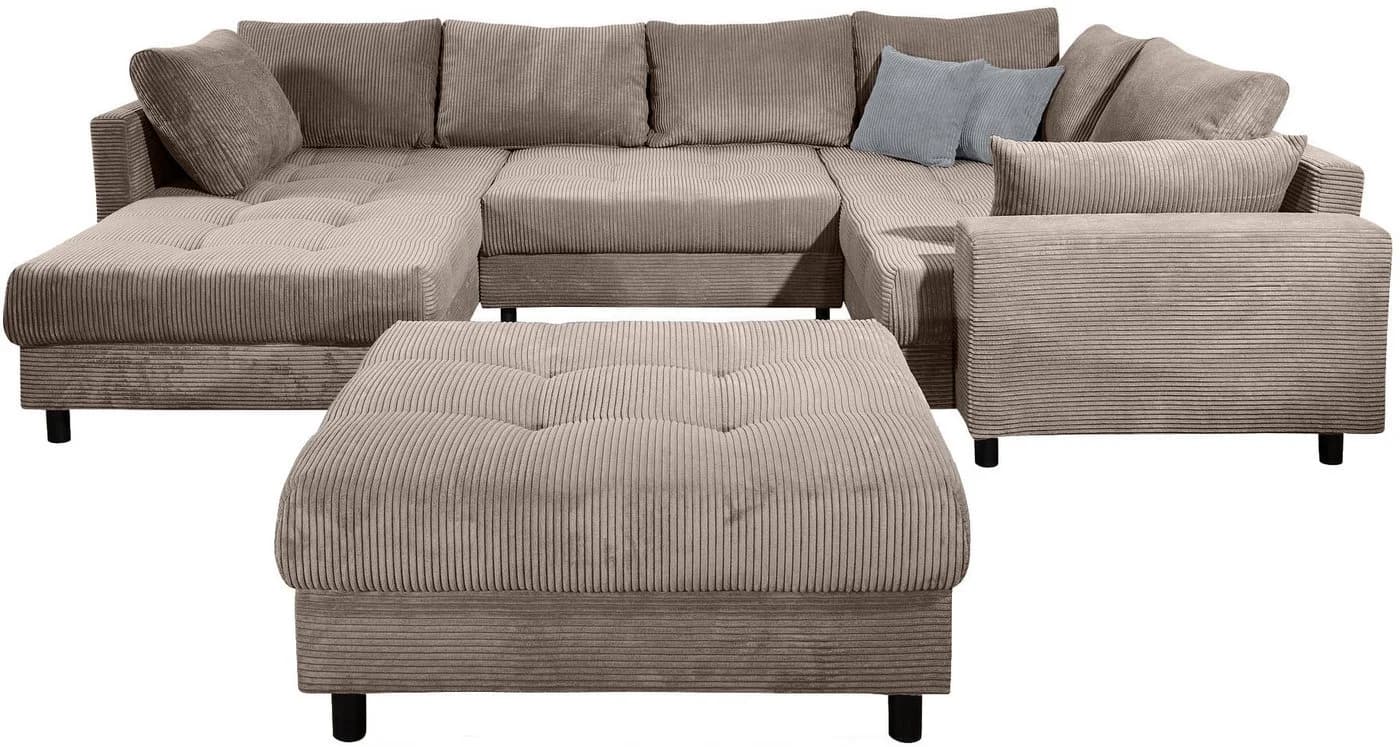 Collection AB Wohnlandschaft Toni U-Form mit Armlehne Taupe