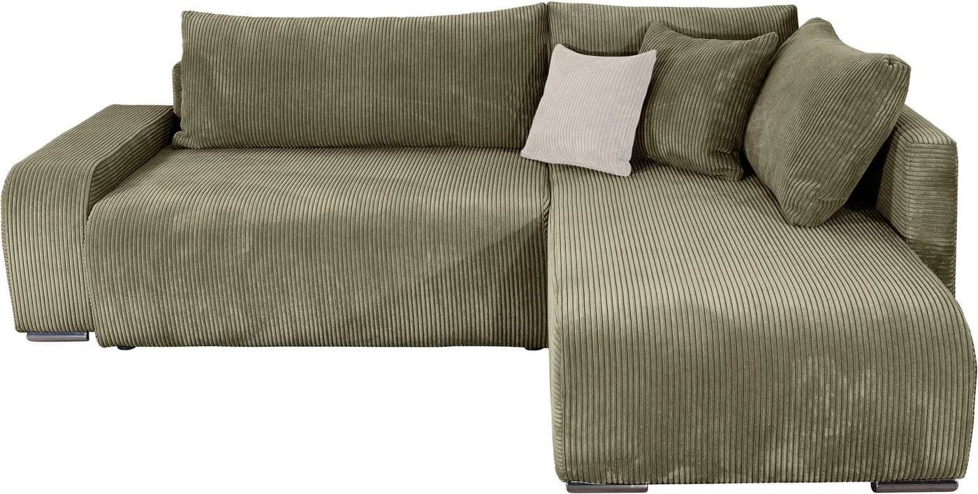 Ecksofa COLLECTION AB Poppy L-Form 227 cm mit Bettfunktion Olive