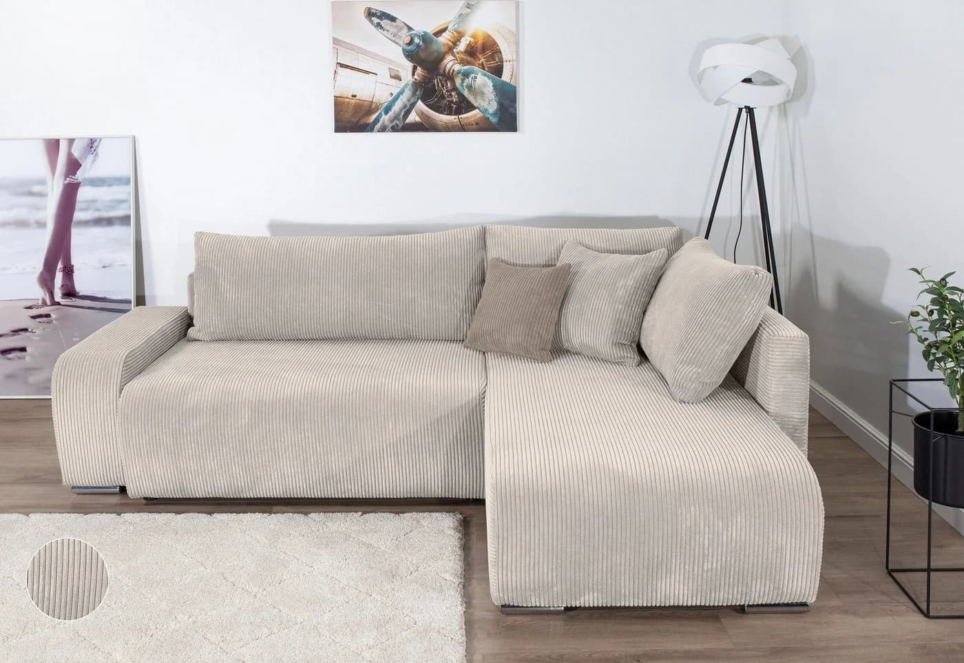 Ecksofa COLLECTION AB Poppy L-Form Beige mit Schlaffunktion - Bild 2