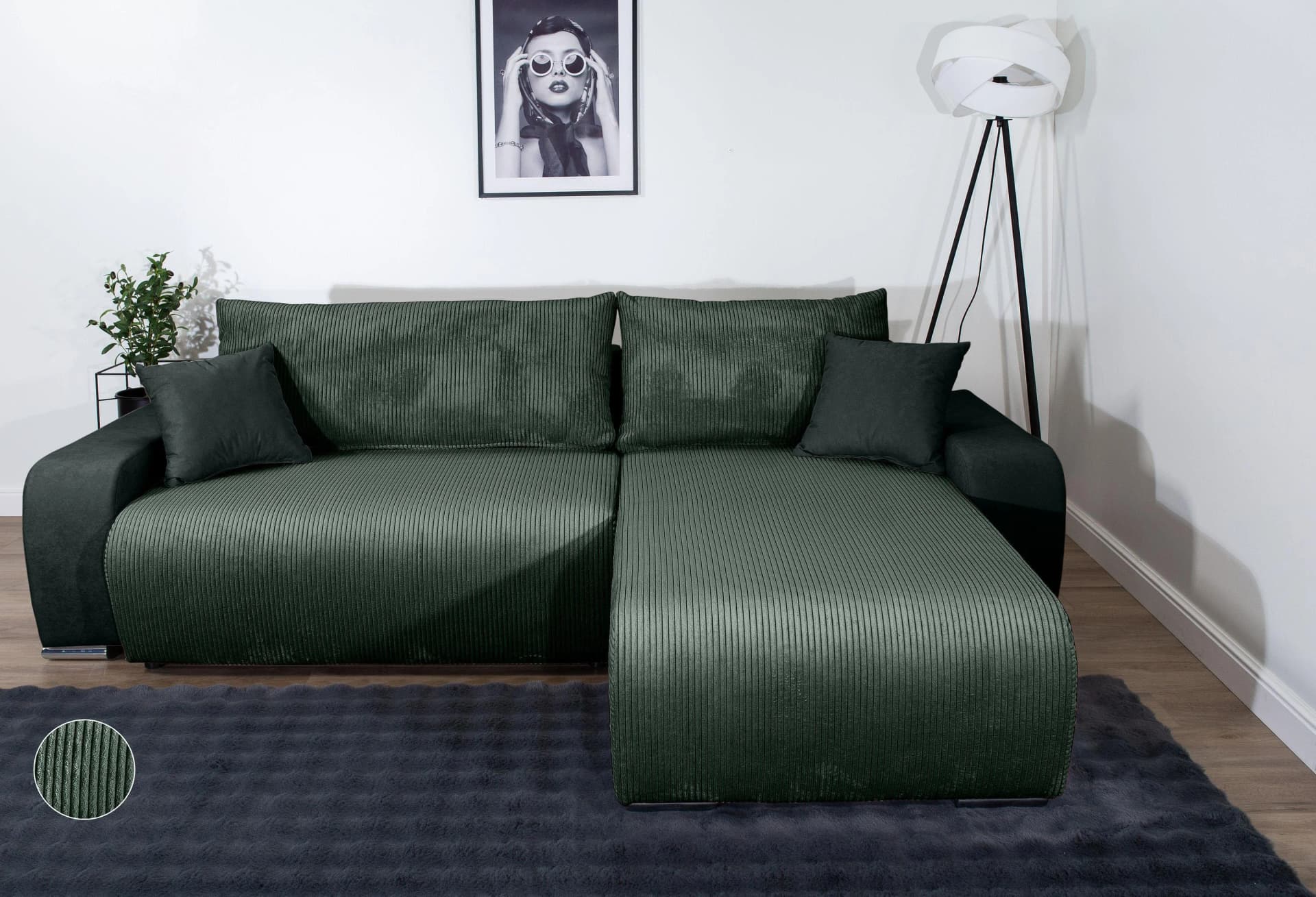 Ecksofa COLLECTION AB Pia L-Form 237 cm Bettfunktion Grün