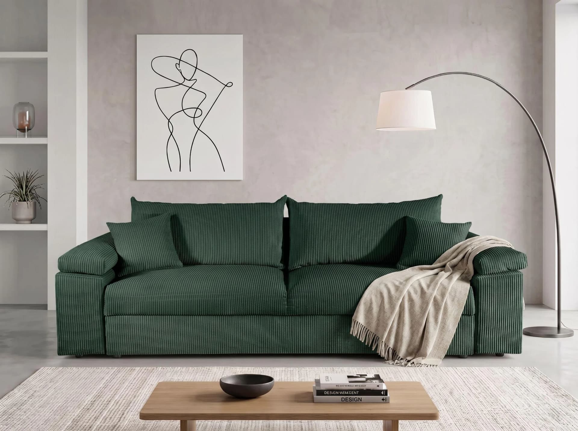 COLLECTION AB Schlafsofa Mara 249 cm flaschengrün mit Bettkasten