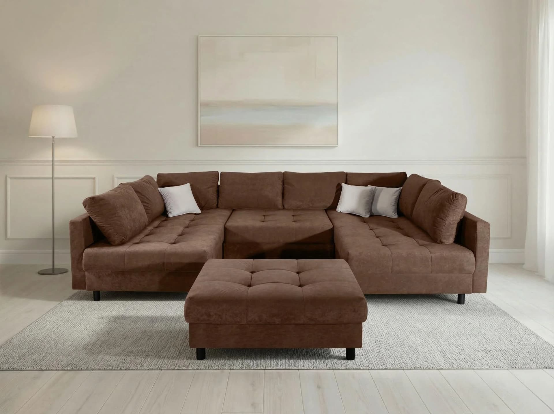 Collection AB Wohnlandschaft Antonia U-Form Microvelours Braun