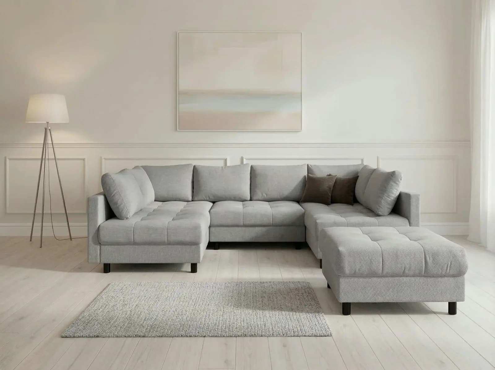 COLLECTION AB Wohnlandschaft Antonia U-Form grau Bonnelfederkern