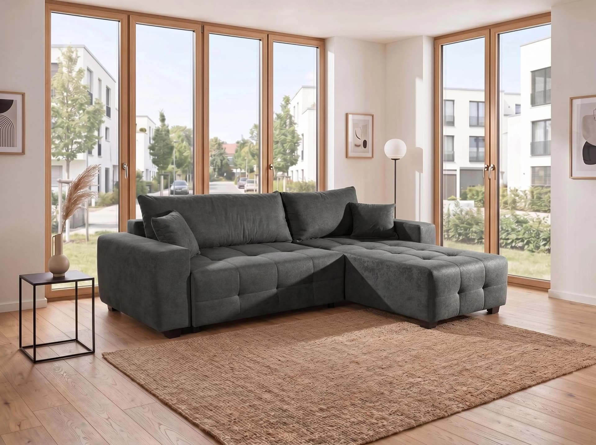 COLLECTION AB Ecksofa Bella L-Form anthrazit mit Schlaffunktion