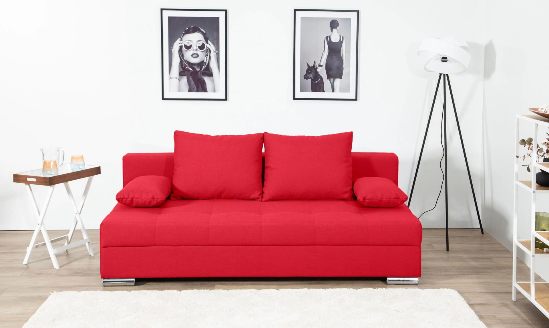 COLLECTION AB Schlafsofa Tania Rot mit Federkern & Bettkasten