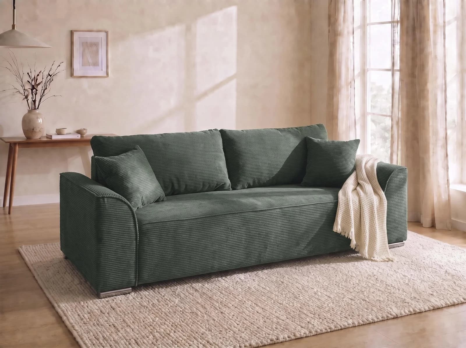 COLLECTION AB Sara B Sofa Grün mit Schlaffunktion & Bettkasten