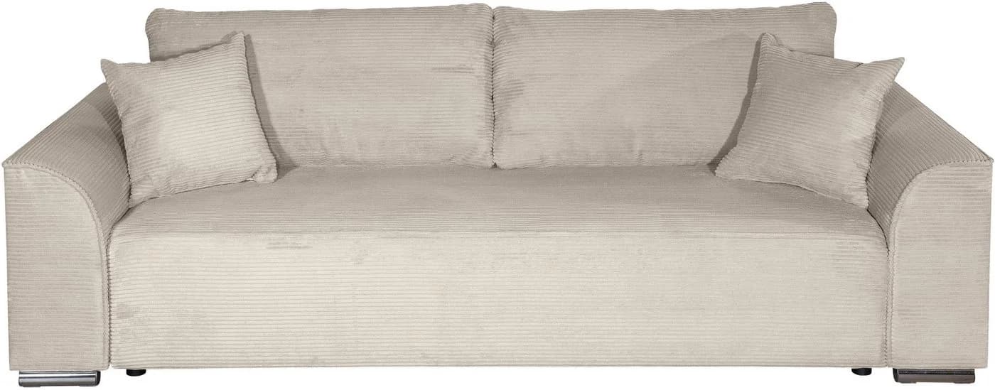 COLLECTION AB Schlafsofa Sara B Beige Cord mit Bettkasten