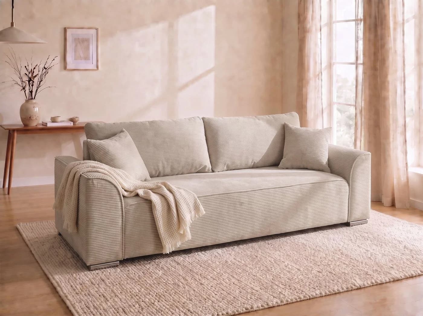 COLLECTION AB Schlafsofa Sara B Beige Cord mit Bettkasten - Bild 2