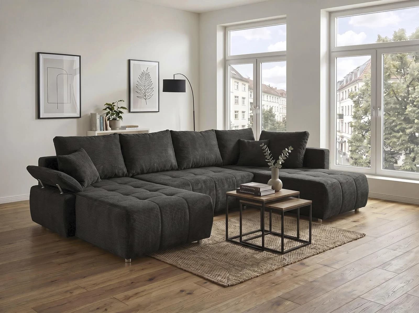 COLLECTION AB Wohnlandschaft Funtastic U-Form Cord Anthrazit