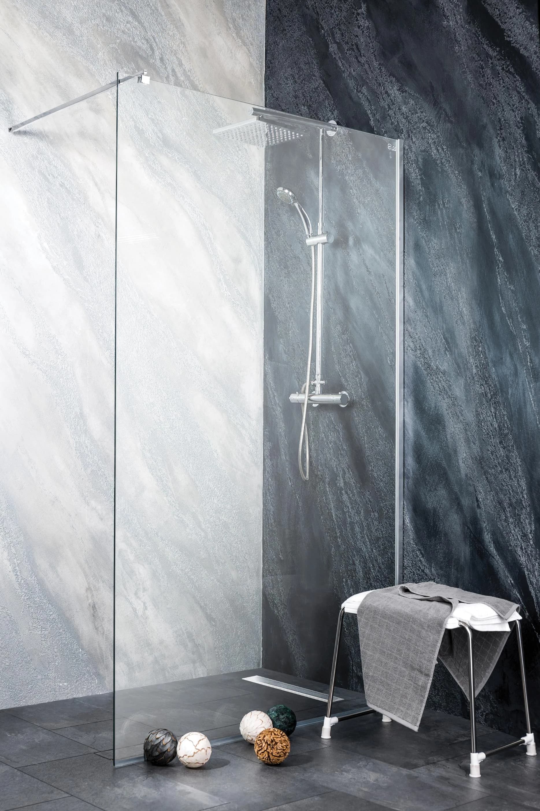 Walk-in-Dusche SANOTECHNIK Freedom II Grau Chrom