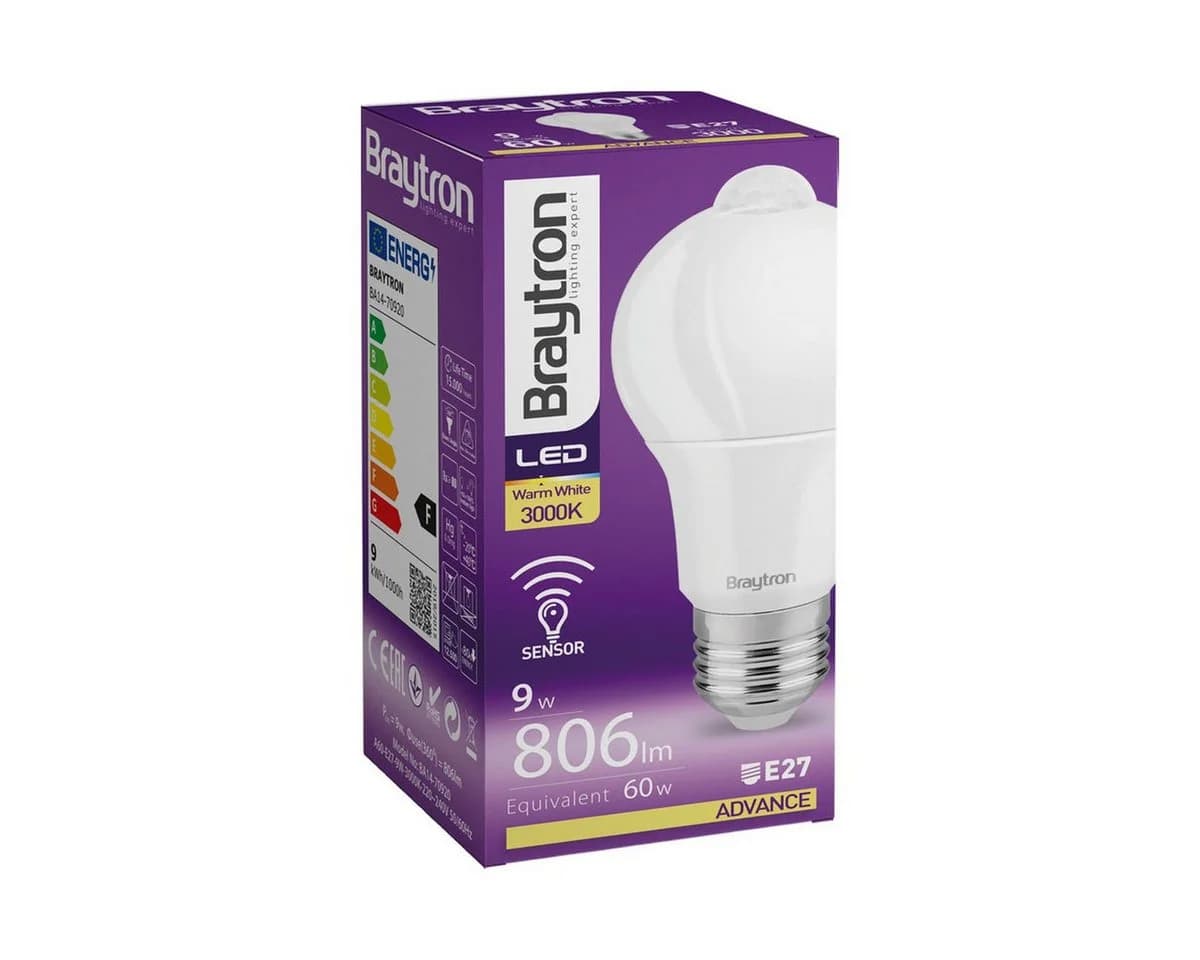 Braytron LED-Leuchtmittel E27 9W mit Bewegungsmelder PIR - Bild 3