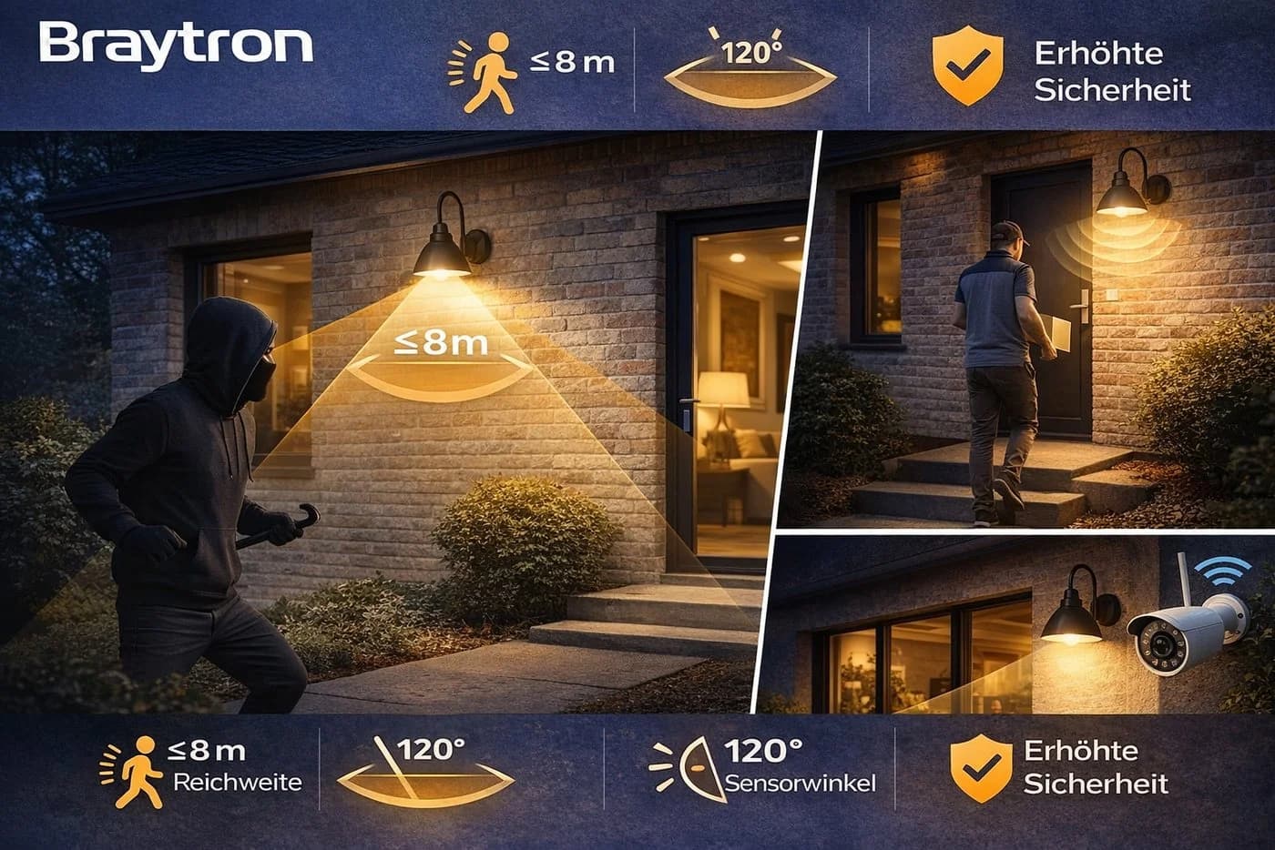 Braytron LED-Leuchtmittel E27 9W mit Bewegungsmelder PIR - Bild 5
