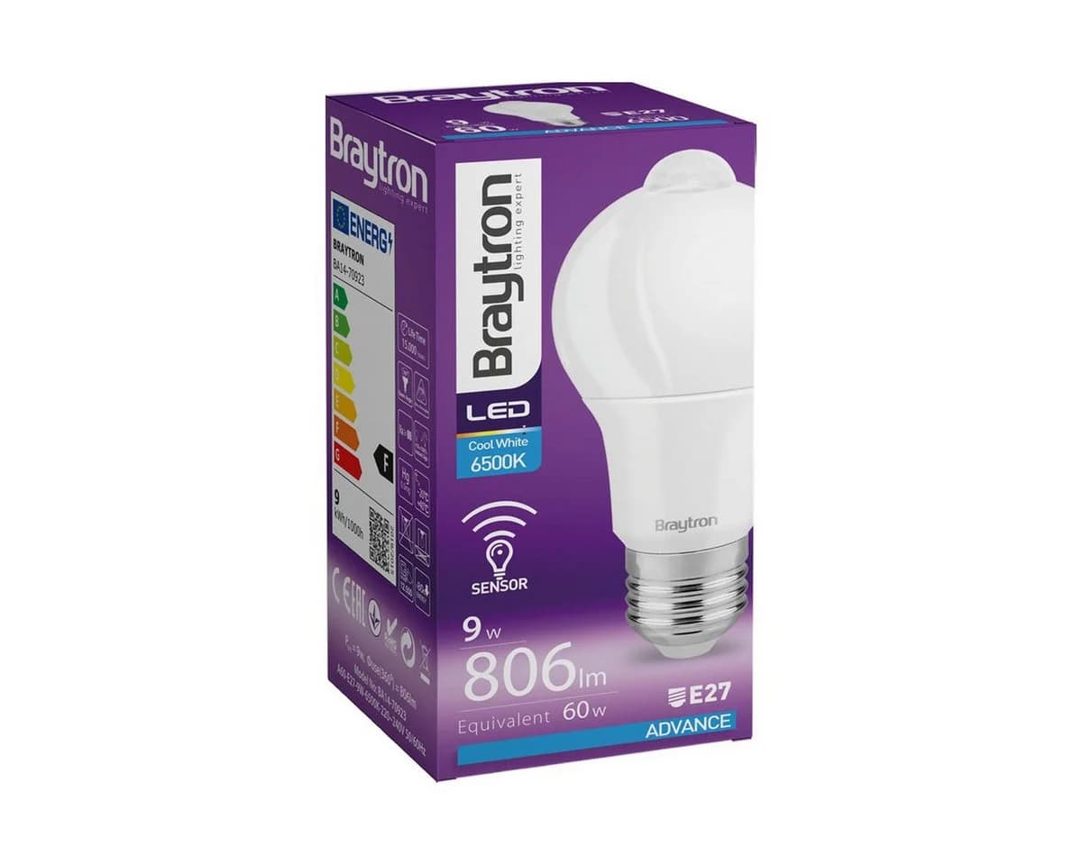 Braytron LED-Leuchtmittel E27 9W mit Bewegungsmelder PIR Kaltweiß - Bild 3