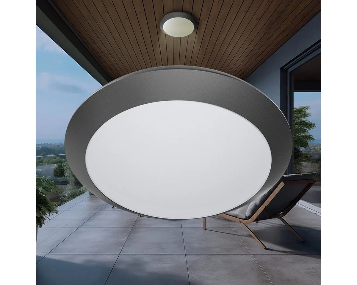 Braytron LED Deckenleuchte E27 Grau IP65 wasserdicht